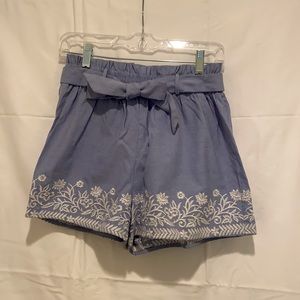 Powder blue high waisted shorts